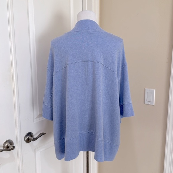 Athleta Lotus Wrap Textured Cardigan Heather Blue Open Front Sweater Size S/M - Picture 7 of 9